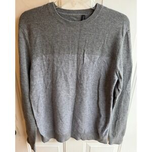 Theory Men's Riland Aria Knit Grey Colorblock Crew Neck Wool Blend Sweater Large